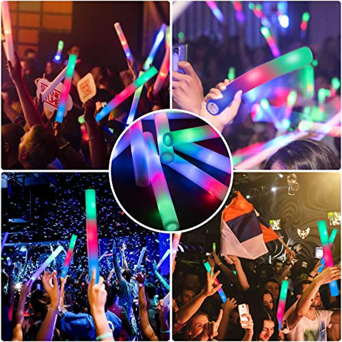100 Pack LED Glow Sticks for Wedding, Bulk Foam Glow Sticks with - Product Imagery