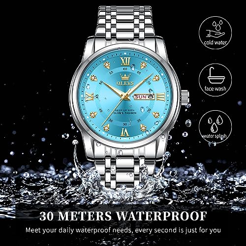 OLEVS Watch for Men Skeleton Business Dress Stainless Steel - Product Imagery