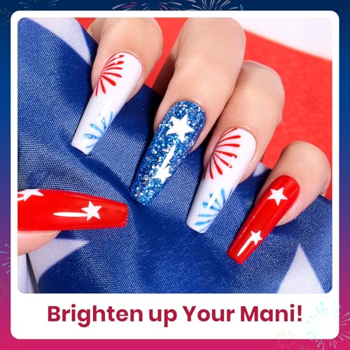 Beetles 4th of July Gel Nail Polish Set, 6 Colors Red White Navy - Product Imagery