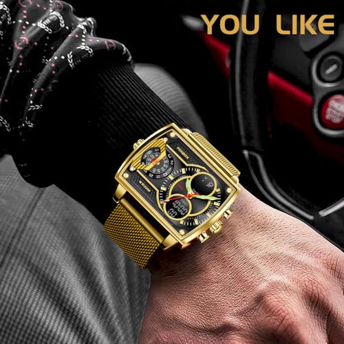 Luxury Men Boy Square Dial Digital Watch Luminous Waterproof - Product Imagery