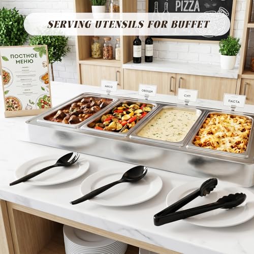 Plastic Serving Utensils Set, Disposable Tongs Spoons for Buffet - Product Imagery