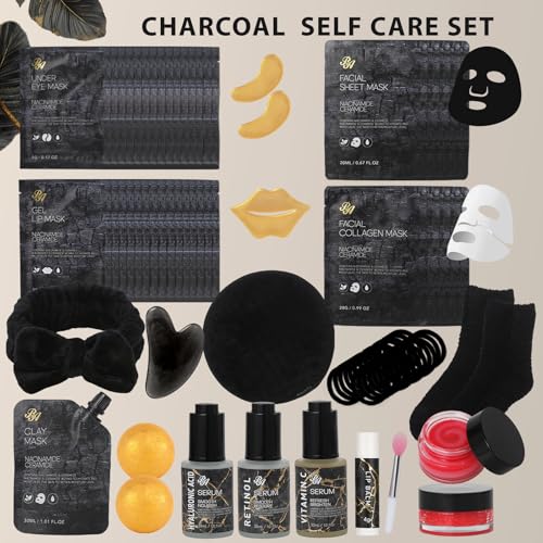 Gifts for Women, 55 Pcs Charcoal Hydrating Skin Care Set, Home - Product Imagery