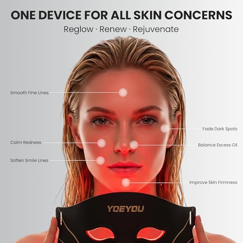 Wireless Red Light Therapy Face Mask, 4 Modes for Wrinkles, Fine - Product Imagery