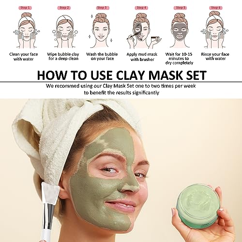 Ashlyn 3-Piece Mud Mask Set, Green Tea Mud Mask, Rose Mask - Product Imagery