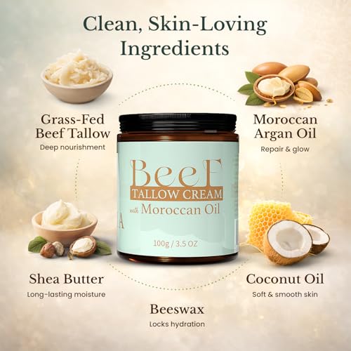 Beef Tallow for Skin - Organic Grass Fed Beef Tallow Balm, - Product Imagery