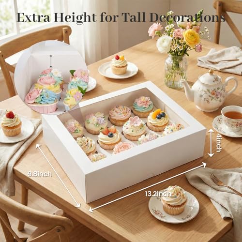 VGOODALL 12 Count Cupcake Boxes, 6 PCS Cupcake Container with - Product Imagery