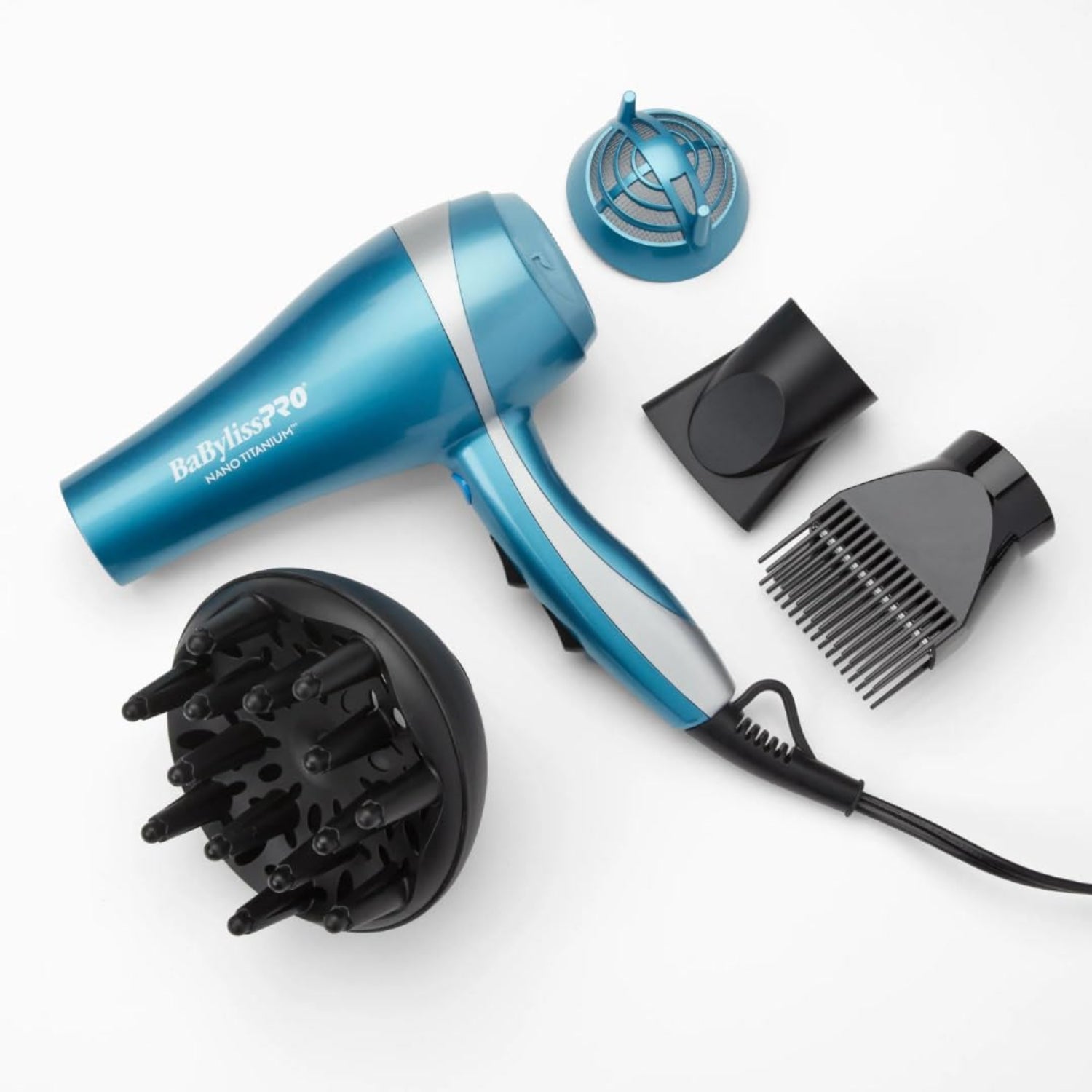 Elefair Nano Titanium 2000W blow dryer with concentrator nozzle, professional ionic styling tool for sleek, fast hair drying.