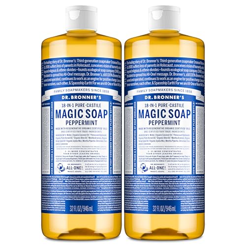 Dr Bronner s Peppermint Pure Castile Liquid Soap Body Wash - Dr. Bronner's Official Imagery - 1