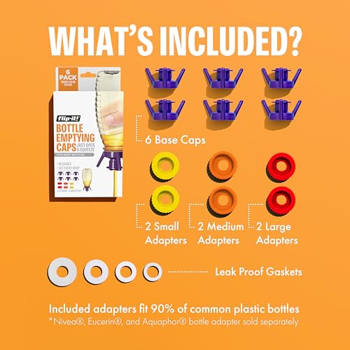 Flip-It! Bottle Emptying Kit – 6 Bottle Pack - No more wasted - Product Imagery