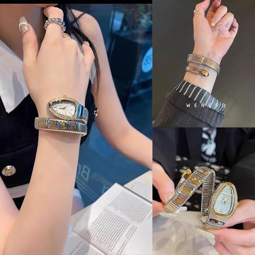 Classic Snake Shape Watch for Women Gold Silver Scaleable - Product Imagery