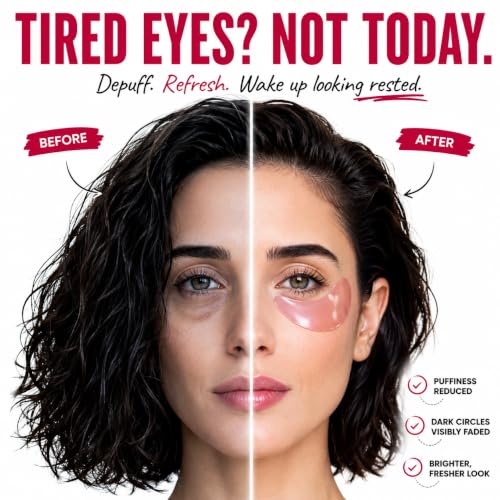Eye Patches with Pink Peptides & Collagen for Puffy Eyes and - Product Imagery