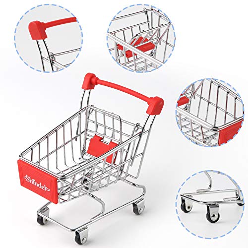 Mini Shopping Cart, Red Handle & Sign - Product Imagery