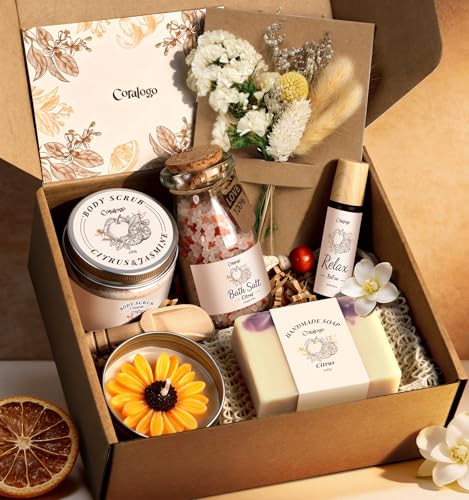Natural Spa Gift Basket for Women Citrus Jasmine - Coralogo Official Imagery - 1