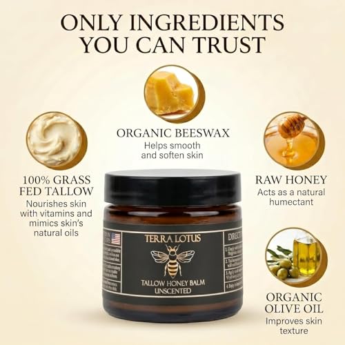 Terra Lotus - Organic Grass-Fed Beef Tallow Balm with Raw Honey - Product Imagery