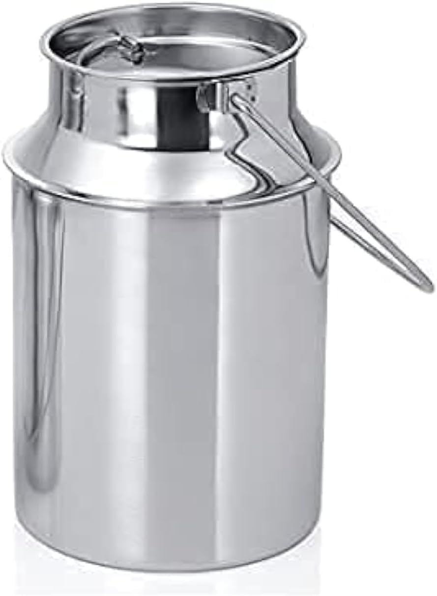 Stainless Steel Silver Color Milk Can, Ghee Pot Oil Canister - Product Imagery
