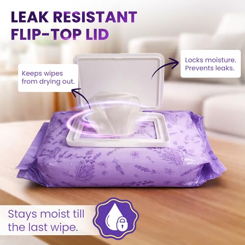 BeautyFrizz Lavender Face Wipes - No Rinse Makeup Remover - - Product Imagery