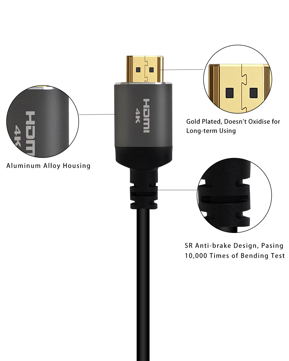 KIMTABO 25 ft HDMI Cable 4K, High Speed Long HDMI Cables Support by KIMTABO - Angle View 4