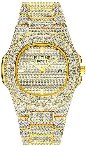 FANMIS Unisex Iced Out Watch Crystal Stainless Steel Band - Product Imagery