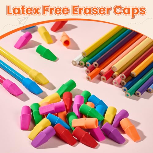 Sooez Erasers, 120 Pack Pencil Top Erasers, Cap Eraser Toppers - Product Imagery