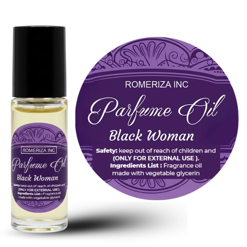 10ml Black Women Fragrance Body Oil, Roll On Glass Bottle - Product Imagery