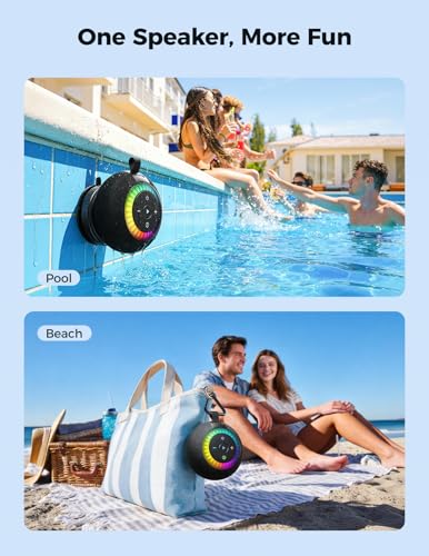 Bluetooth Shower Speaker IPX7 Waterproof: Removable Suction Cup, - Product Imagery