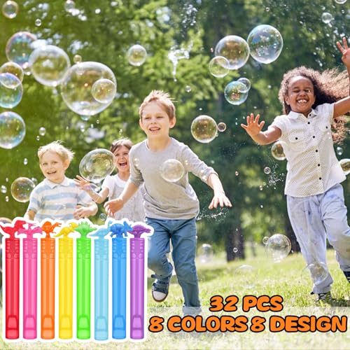 32 Pack Bubble for Kids Party Favors, 8 Style Dinosaur Mini - Product Imagery
