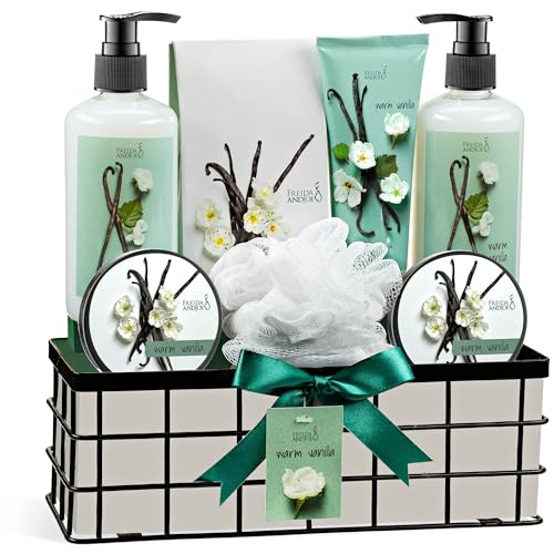 Warm Vanilla Bath and Body Gift Basket for Women Men Spa - Freida and Joe Official Imagery - 1