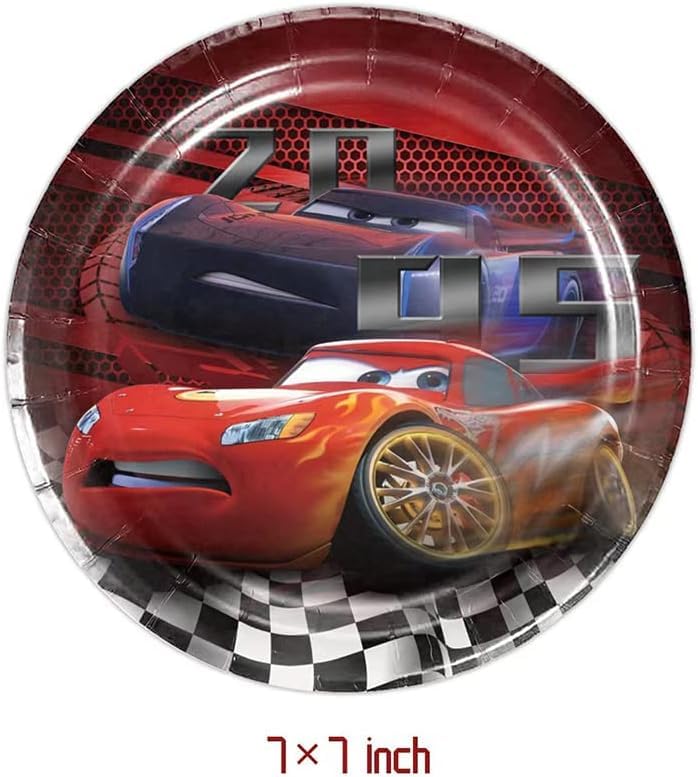 40pcs McQueen Party Supplies include 20 plates, 20 napkins for - Product Imagery