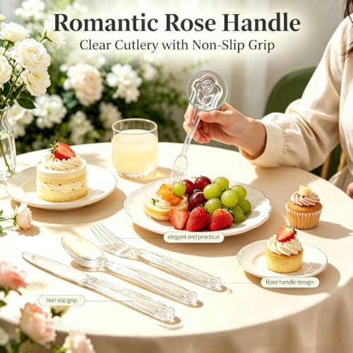 100 Count Plastic Silverware Heavy Duty 50Forks50Spoons - Product Imagery