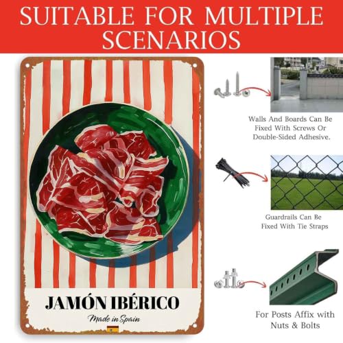 Vintage Spanish Jamón Ibérico Food Print - 8x12 Inch Aluminum - Product Imagery