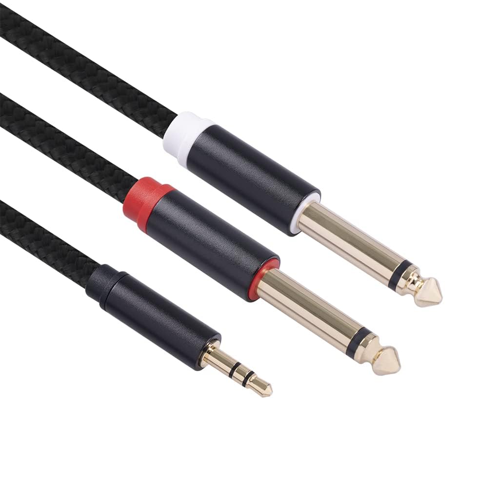 Yumiwoow 2pack 3.3Ft 3.5mm TRS to Dual 6.35mm Stereo Cable 1/8 TR by Yumiwoow - Angle View 5
