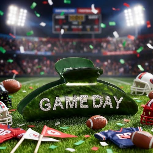 Game Day Hair Clips for Women Modern large Sport Claw Clip Green - Product Imagery