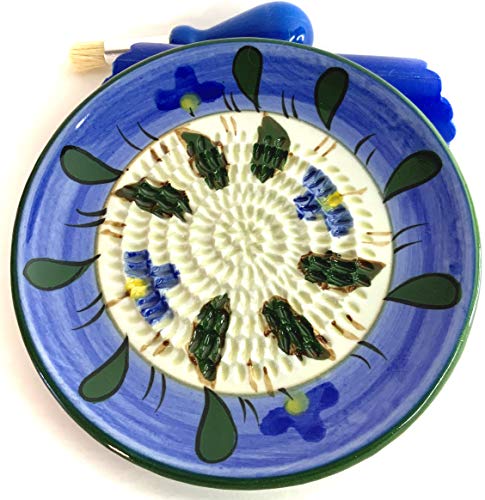 Premium Ceramic Garlic Grater Plate Set - Blue Lavender Plant - Product Imagery