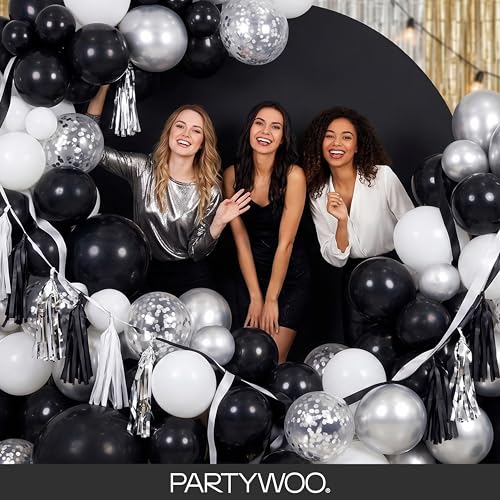 PartyWoo Black Balloons 140pcs Different Sizes of 18 12 10 5 Inch - Product Imagery