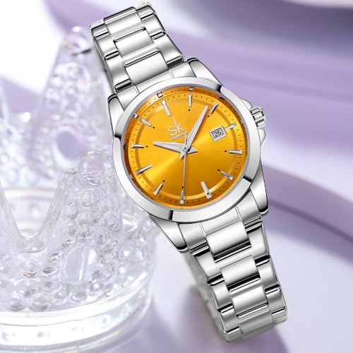 SHENGKE Minimalist Fashionable Color Dial Watches for Women - Product Imagery