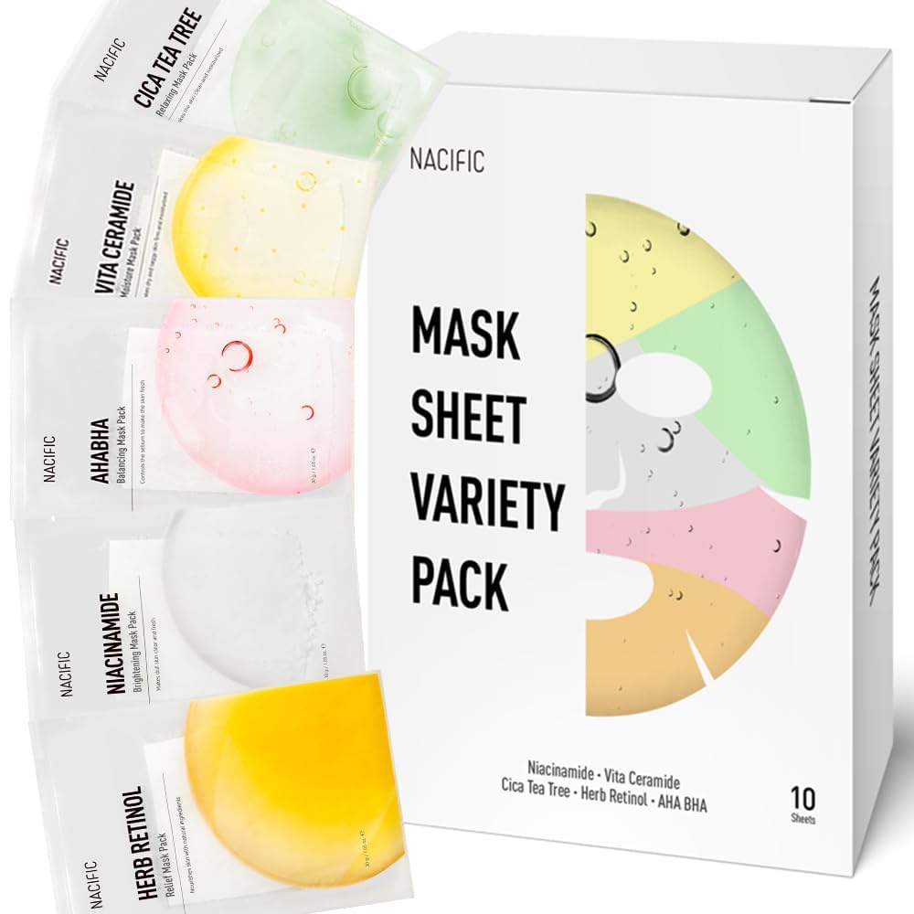 NACIFIC Face Masks Skincare Korean – Premium 10-Sheet Variety - KOSBEAUTY