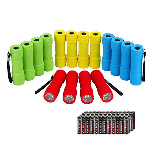 EverBrite 16‑Pack 9‑LED Mini Flashlights, 48 AAA Batteries - Product Imagery