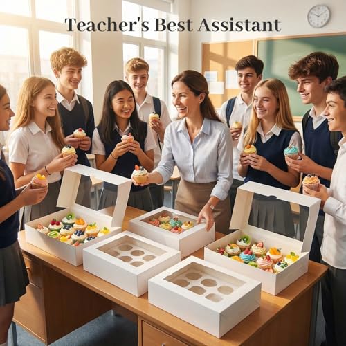 VGOODALL 12 Count Cupcake Boxes, 6 PCS Cupcake Container with - Product Imagery