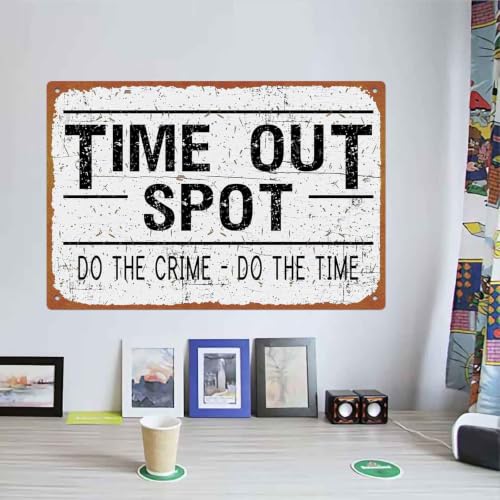 Vintage Time Out Spot Metal Sign 8x12 Inch Aluminum Retro Slogan - Product Imagery