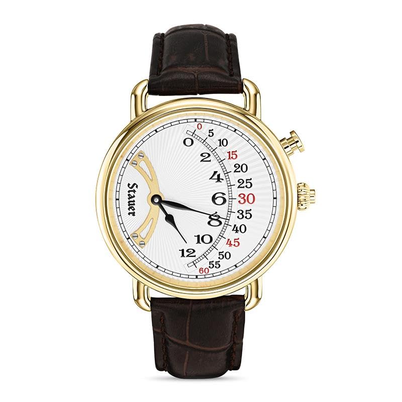 Stauer 1920s Men’s Retrograde Watch with Leather Band - Art Deco - Product Imagery