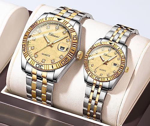 MASTOP Swiss Brand Two Tone Watch Men Women Gold Silver Couple - Product Imagery