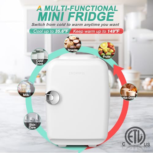 CROWNFUL Mini Fridge, 4 Liter/6 Can Portable Cooler and Warmer - Product Imagery