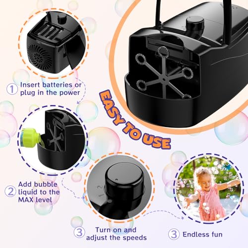 Bubble Machine, Automatic Bubble Blower Maker for Kids or - Product Imagery