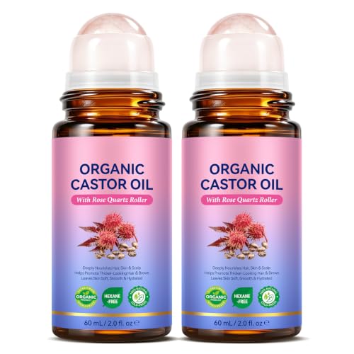 2PCS Castor Oil Rose Quartz Roller Ball Organic Castor Oil - FANSHI Official Imagery - 1