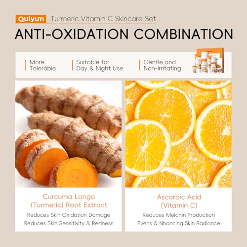 Turmeric Vitamin C Skin Care Set, 5PCS Beauty Routine for Women - Product Imagery