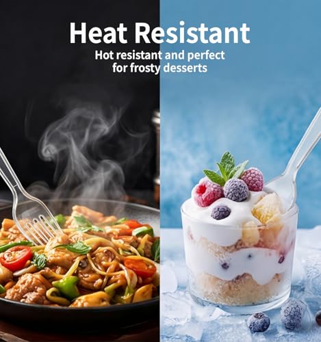 390 Count Heavy Duty Disposable Clear Plastic Forks 7 Inch - Product Imagery