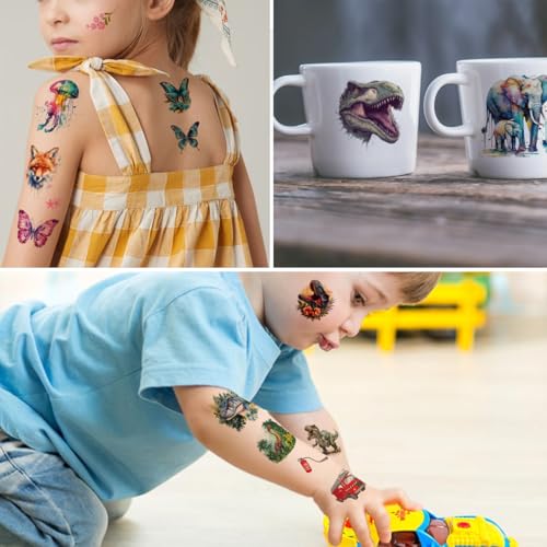 CHARLENT Temporary Tattoos for Kids - 320 Mixed Styles (36 - Product Imagery