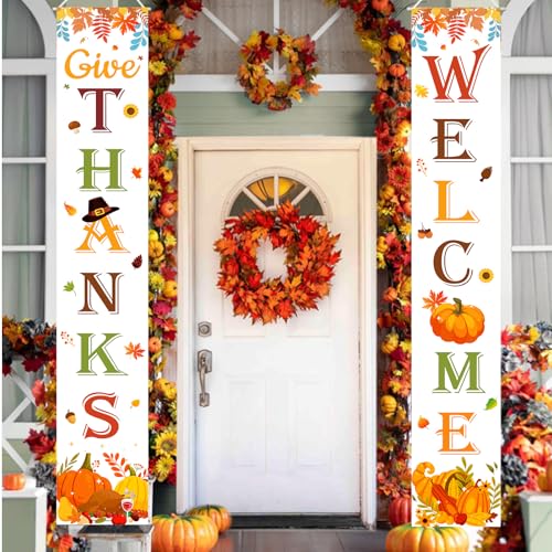 Give Thanks Thanksgiving Banner 72" X 12" - Product Imagery