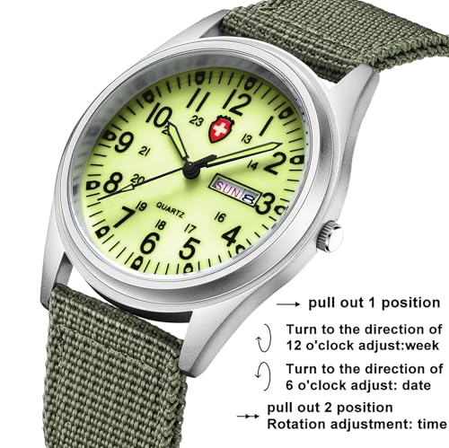 Gosasa Unisex Military Field Watch, Analog Quartz Watch with - Product Imagery