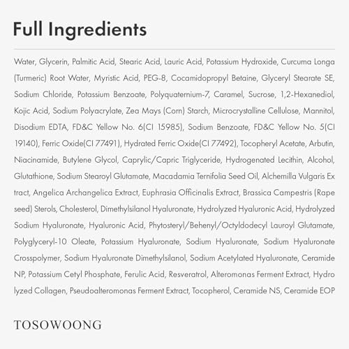 TOSOWOONG Kojic Acid Turmeric Face Wash for Brightening & Dark - Product Imagery